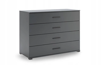 Šedá komoda Della se 4 zásuvkami moderní na nožkách do obýváku a ložnice Intesi