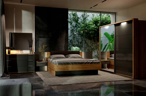 Postel Lana 180 cm se zásuvkami dub/šedá