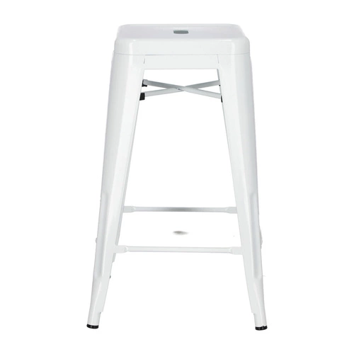 Kovová barová stolička Paris 66 cm bílá bez opěrky industriální k kuchyňskému ostrůvku D2.DESIGN
