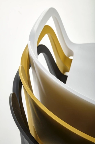 Bílá jídelní a zahradní židle Nadine z plastu, moderní, stohovatelná s područkami