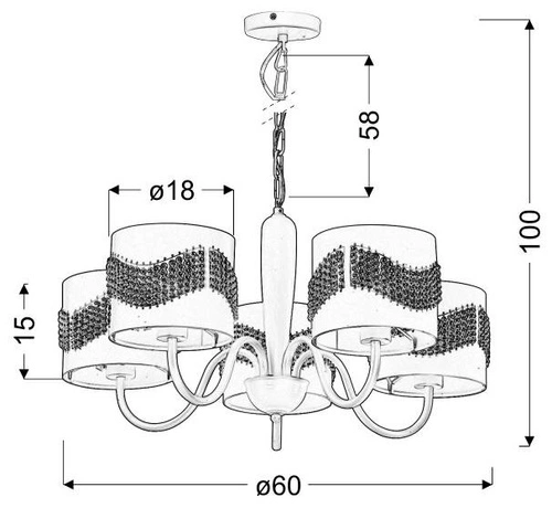 Závěsná lampa Antonio 5x60W E27 bílá