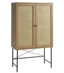 Vysoká komoda Pensacola ratan dub moderní do obýváku na nožičkách
