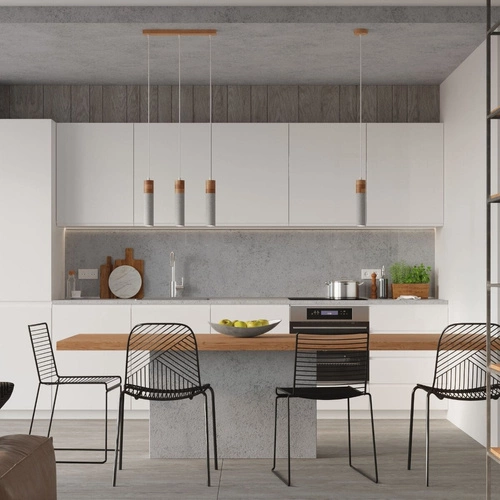 Závěsné svítidlo ZANE 3 šedé moderní betonové nad jídelní nebo kuchyňský stůl