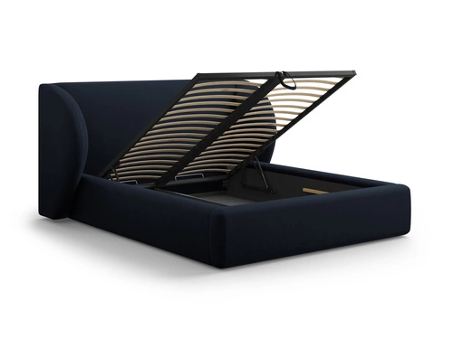 Manželská postel Miley 200x200 moderní čalouněná s úložným prostorem modrá