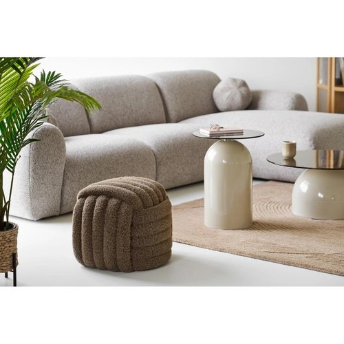 Taburet Napier hnědý sametový do obýváku a předsíně 48x48 cm