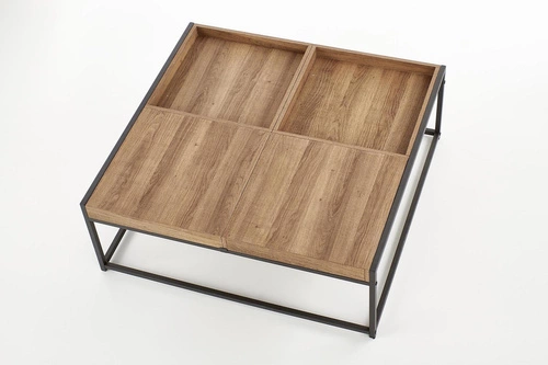 Obdélníkový konferenční stolek loftový ořech medový s úložným prostorem do obýváku Intesi