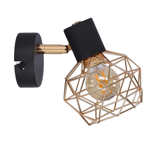 Nástěnné svítidlo glamour kovové Acrobat černé se zlatým stínidlem do obýváku a ložnice CANDELLUX