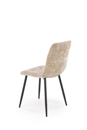 Čalouněná jídelní židle Pilew béžová moderní s opěrkou na černých nohách Intesi