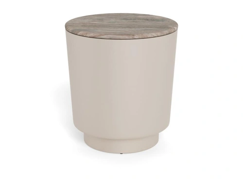 Konferenční stolek Cangas kulatý 45 cm šedý mramor moderní do obýváku