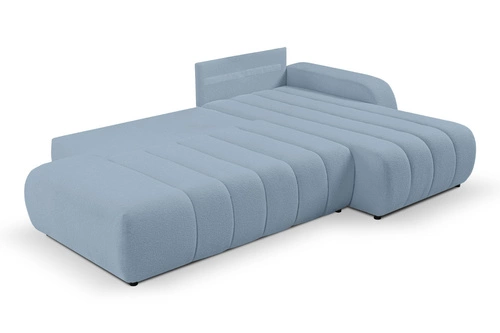 Modulární rozkládací rohová sedačka Hobro pravá moderní do obýváku modrá s úložným prostorem