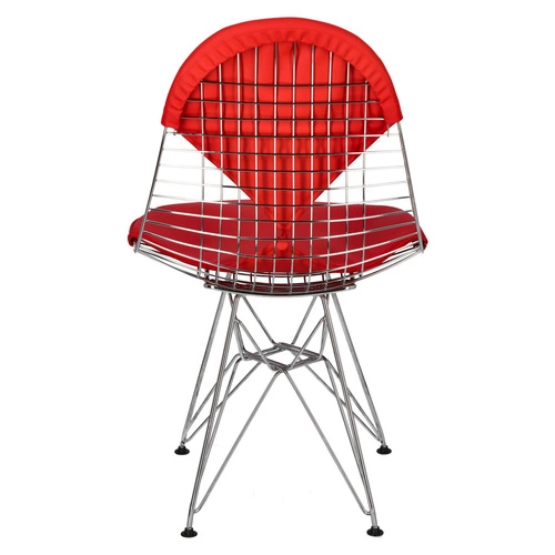 Kovová jídelní židle Net Double červená moderní drátěná D2.DESIGN chromovaná