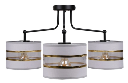 Závěsné svítidlo Andy moderní černé tříramenné do obýváku a jídelny s látkovým stínidlem