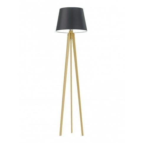 Stojací lampa do obýváku Curacao černá s látkovým stínidlem a dubovou konstrukcí moderní Lysne