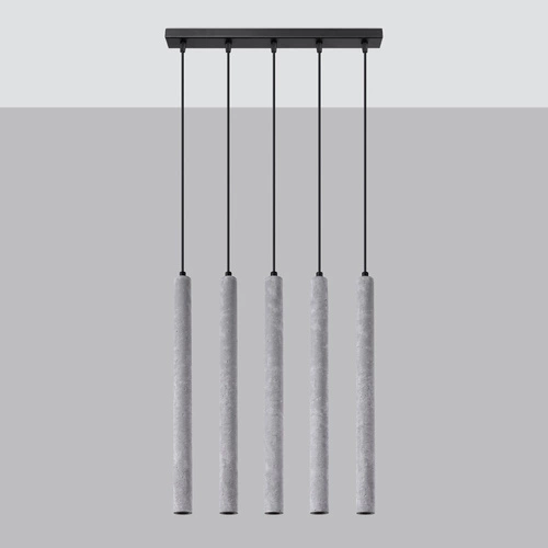 Moderní betonové závěsné svítidlo Pastelo 5L šedé do obýváku, jídelny nebo kuchyně