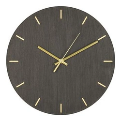 Moderní nástěnné hodiny Asti 30 cm šedé kovové do obýváku a kuchyně se zlatými ručičkami