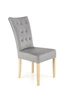 Čalouněná sametová židle Xsavier Intesi do jídelny a obýváku šedá s dřevěnými nohami
