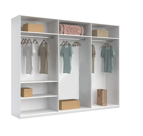 Sada 2 bílých polic do skříně Intesi 87 cm nástěnná police do šatny a ložnice