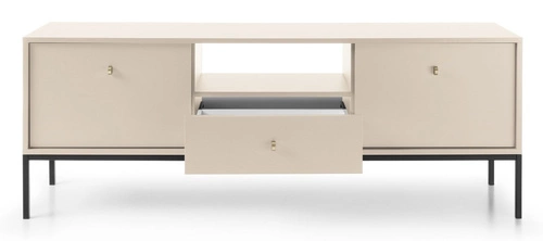 Moderní béžová TV komoda Evora na vysokých nohách se zásuvkou do obýváku 154 cm Intesi