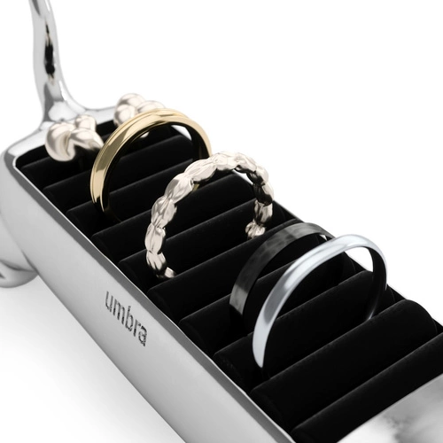 Umbra Ali Cat chromovaný organizér na prsteny sametový stojánek na šperky