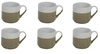 Sada 6 keramických hrnků Jumelle khaki 330 ml na kávu a čaj ve stylu japandi