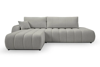 Rohová sedací souprava Hobro levá šedá moderní s rozkladem a úložným prostorem do obýváku