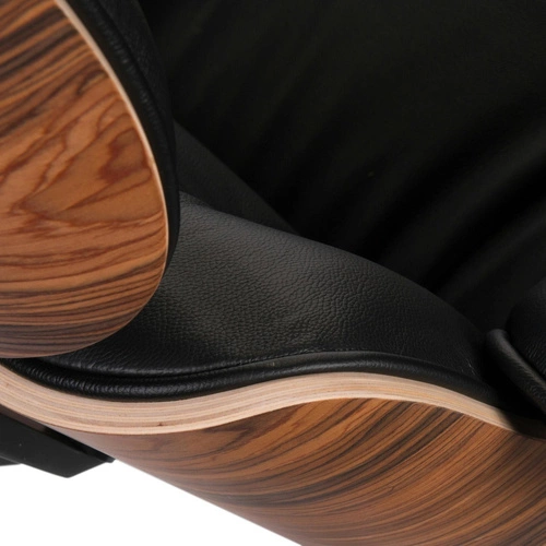 Kožené otočné relaxační křeslo Vip černé moderní do obýváku inspirované Lounge Chair