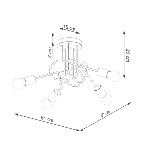 Lustr EMBER 5 černý dřevěný moderní do obýváku a jídelny SOLLUX LIGHTING