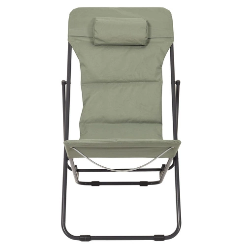 Zahradní lehátko Grue khaki skládací s nastavitelným opěradlem kovové moderní na pláž Ventos