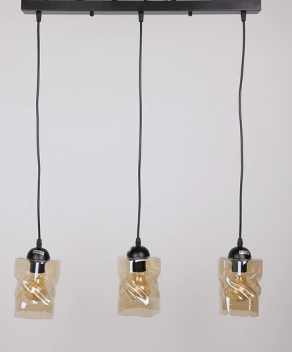 Závěsná lampa Felis černá 3x60W E27 jantarové stínítko