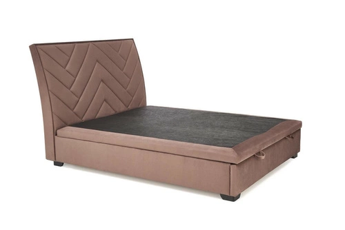 Čalouněná kontinentální postel 160x200 béžová s úložným prostorem do ložnice Intesi