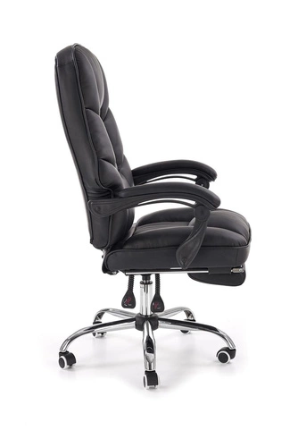 Ergonomická kancelářská židle Nalvi černá s podnožkou kožená otočná do kanceláře