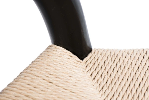 Dřevěná jídelní židle Wicker v boho stylu s područkami inspirovaná Wishbone černá