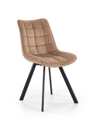 Čalouněná židle z béžového sametu Ohio do jídelny a obývacího pokoje, moderní s černými nohami Intesi