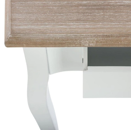 Bílý konferenční stolek Chrysa se zásuvkou do obýváku a ložnice retro s dřevěnou deskou