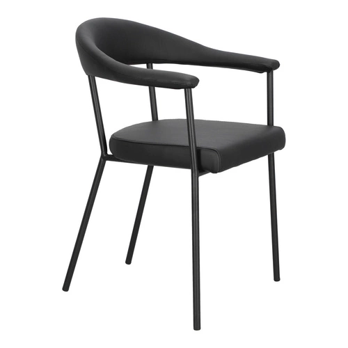 Čalouněná jídelní židle Ava Actona s područkami, černá ekokůže, industriální styl