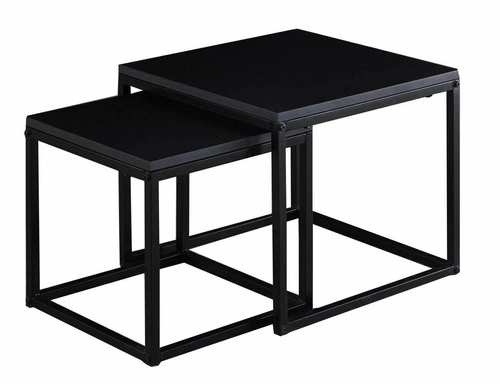 Sada 2 moderních černých konferenčních stolků Davina loftový čtvercový do obýváku 50x50