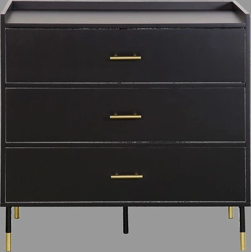 Černá komoda Tedy glamour se zásuvkami 80 cm moderní komoda do obýváku nebo ložnice