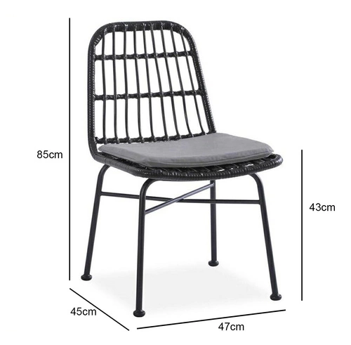 Ratanová židle Surbo černá do jídelny a na terasu moderní s polštářem Intesi