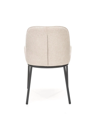 Čalouněná jídelní židle Marine béžová s područkami, moderní na černých nohách