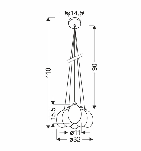 Závěsné svítidlo koule Lukka skleněné 6 světel multicolor do obýváku a jídelny Ledea