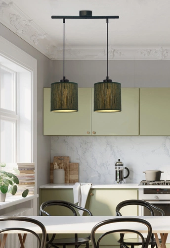 Závěsné svítidlo Patti zelené, nastavitelná, 2bodová, do obýváku a jídelny s textilním stínidlem
