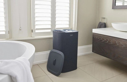 Joseph Joseph Tota moderní dvoukomorový koš na prádlo 60 l s víkem do koupelny černý