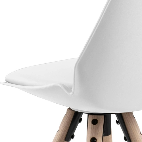 Barová židle Oslo bílá skandinávská s opěrkou do kuchyně na dubových nohách 65 cm