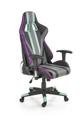 Ergonomická herní židle Space šedá fialová otočná s nastavitelnou výškou k psacímu stolu Intesi