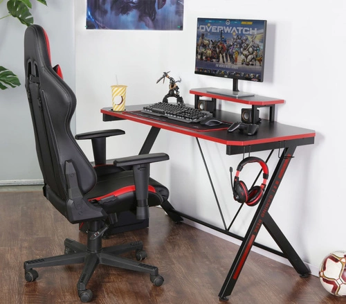 Herní stůl Viktor černý s nástavcem a držákem na hrnek moderní pracovní Intesi 120x60