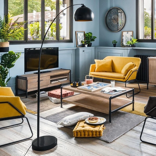 Stojací lampa Hyto oblouková černá moderní kovová do obýváku Atmosphera 177 cm