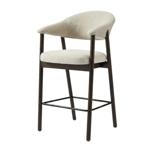 Barová židle Elk čalouněná skandinávská k kuchyňskému ostrůvku písková s opěrkou