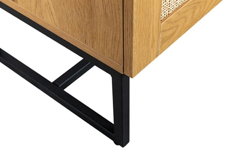 Komoda Capri 120 cm ratanová se skříňkami na černých nohách do obýváku moderní boho