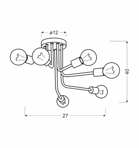 Závěsné svítidlo Spill černé 6-ramenné moderní do obývacího pokoje a jídelny CANDELLUX