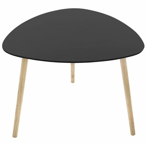 Konferenční stolek Mileo M černý skandinávský do obýváku s dřevěnými nohami 60x60 cm Atmosphera